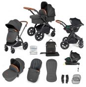 ICKLE BUBBA Stomp Luxe Premium i-Size Travel System - Charcoal Grey/Black/Tan